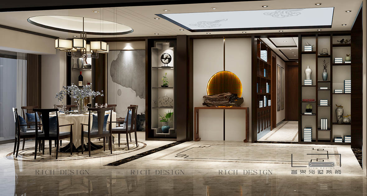 山语清晖6栋2单元中式餐厅角度二装修设计效果图